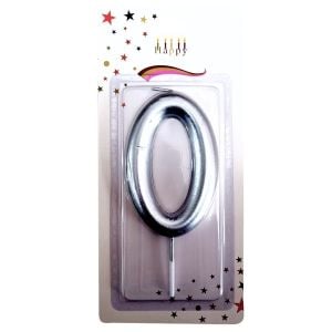 BÜYÜK BOY 0 RAKAM GÜMÜŞ  MUM 13,5CM PK:24 KL:600