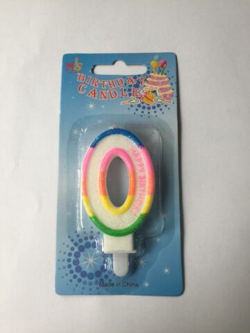 RENKLİ KLASİK 0 RAKAM MUM 7.5CM PK:12 KL:900