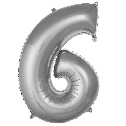 6- RAKAM 16 İNC GÜMÜŞ RENK BALON 36 CM