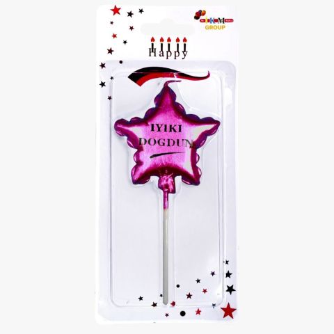 İYİKİ DOĞDUN YILDIZ PEMBE MUM PK:12 KL:480