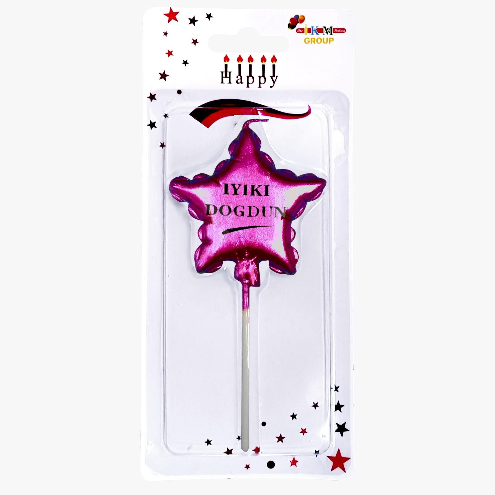 İYİKİ DOĞDUN YILDIZ PEMBE MUM PK:12 KL:480