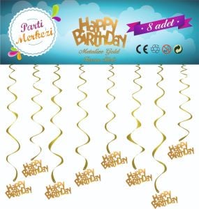 METALİZE GOLD HAPPY BİRTHDAY TAVAN SÜSÜ