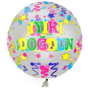 20 İNÇ RENKLİ İYİKİ DOĞDUN BASKILI ŞEFFAF BOBO BALON