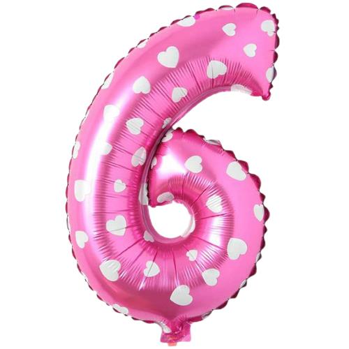 6- RAKAM 16 İNC PEMBE RENK BALON 36 CM