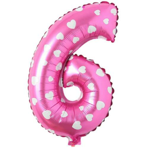 6- RAKAM 16 İNC PEMBE RENK BALON 36 CM