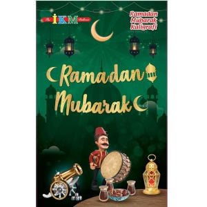 İKM EL YAZILI METALİZE RAMADAN MUBARAK UZAR YAZI