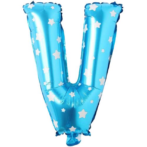 V- HARF 16 İNC MAVİ RENK BALON 36 CM