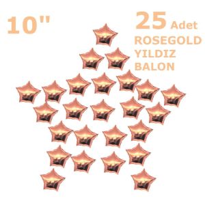 25 YILDIZLI 10 İNC ROSEGOLDGOLD SET BALON