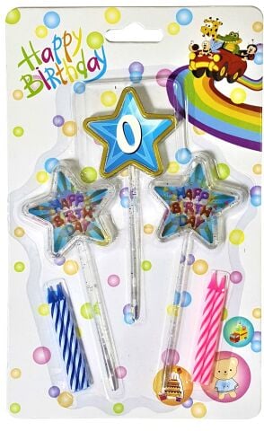 3D GÖRÜNÜMLÜ  MUM 0 YAŞ YILDIZ MODELİ MAVİ 12.5CM PK:12