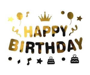 HAPPY BİRTHDAY GOLD YAPIŞKANLI BALON STİCKER