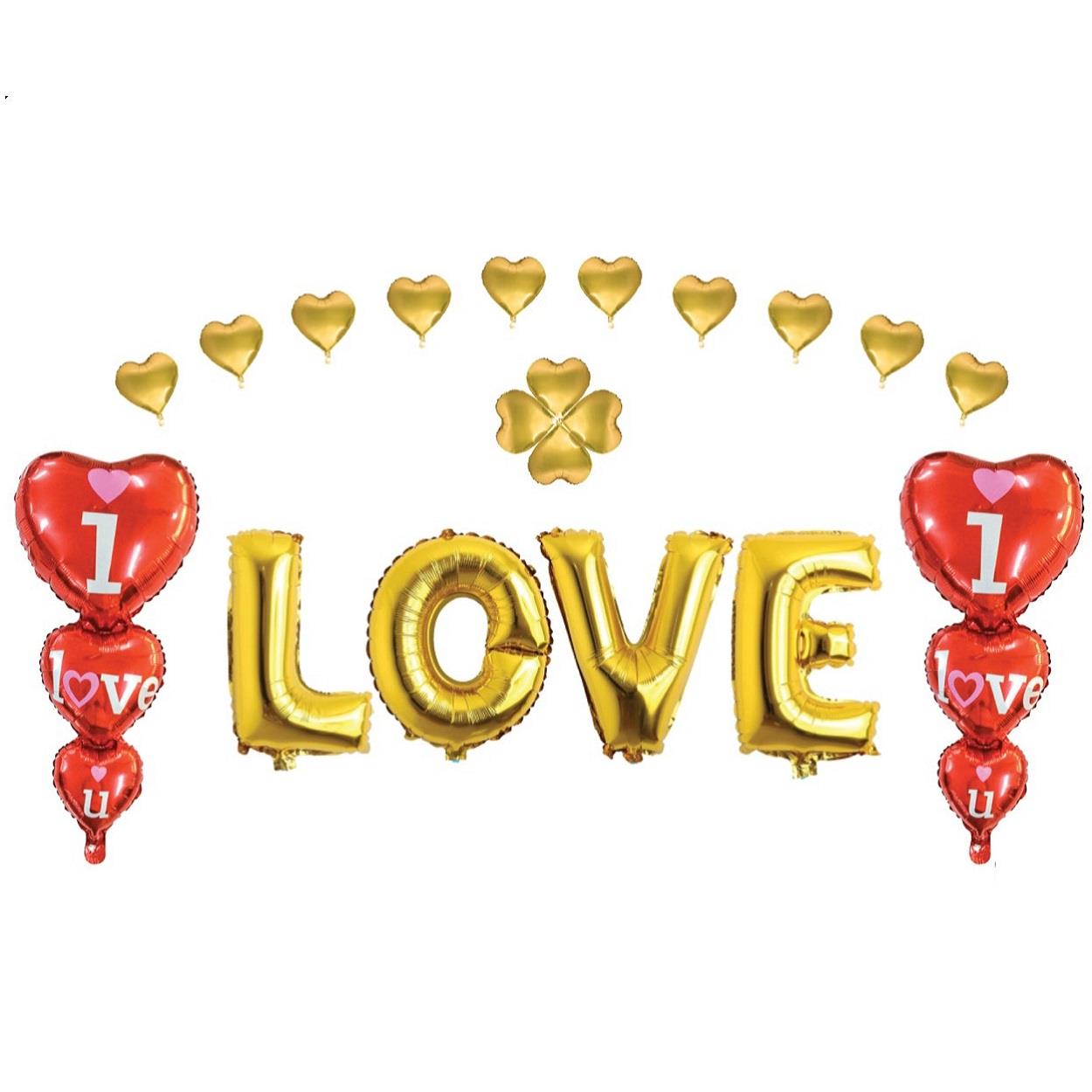 16 İNC 3LÜ KALP LOVE GOLD SET BALON
