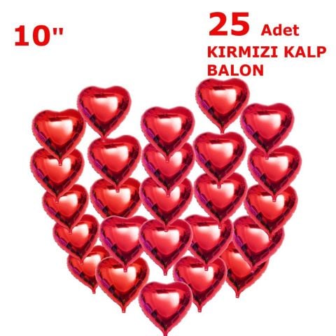 25 KALPLİ 10 İNC KIRMIZI SET BALON