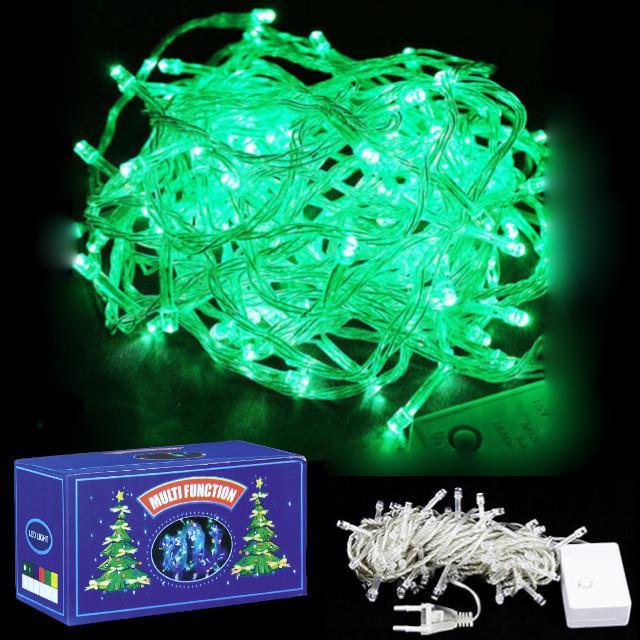 10 MT 220V FİŞLİ 8 FONKSİYONLU SİLİKON YEŞİL 100 AMPUL LED