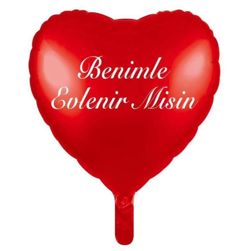 18 İNC KALP BENİMLE EVLENİRMİSİN KIRMIZI RENK FOLYO BALON