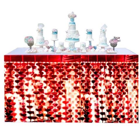 METALİZE KALP KIRMIZI MASA ETEĞİ 70*300cm