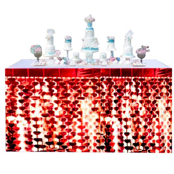METALİZE KALP KIRMIZI MASA ETEĞİ 70*300cm