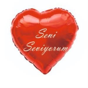 18 İNC KALP SENİ SEVİYORUM KIRMIZI RENK FOLYO BALON