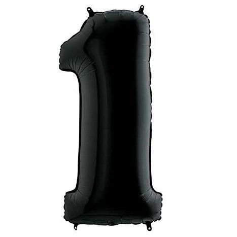 1- RAKAM 40 İNC SİYAH RENK BALON 100 CM