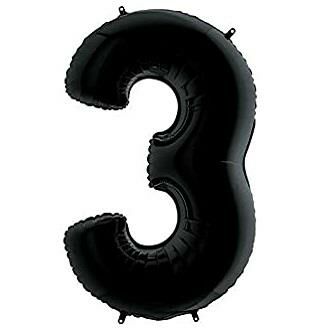 3- RAKAM 40 İNC SİYAH RENK BALON 100 CM