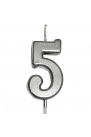 KÜÇÜK BOY 5 RAKAM GÜMÜŞ MUM 8CM PK:100 KL:1000