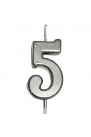 KÜÇÜK BOY 5 RAKAM GÜMÜŞ MUM 8CM PK:100 KL:1000