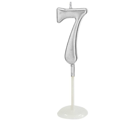 KÜÇÜK BOY 7 RAKAM GÜMÜŞ MUM 8CM PK:100 KL:1000