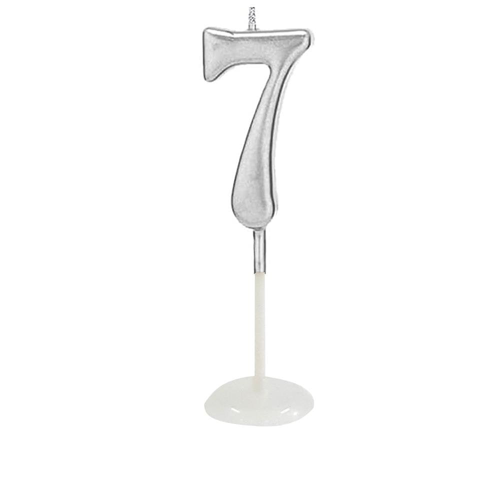KÜÇÜK BOY 7 RAKAM GÜMÜŞ MUM 8CM PK:100 KL:1000