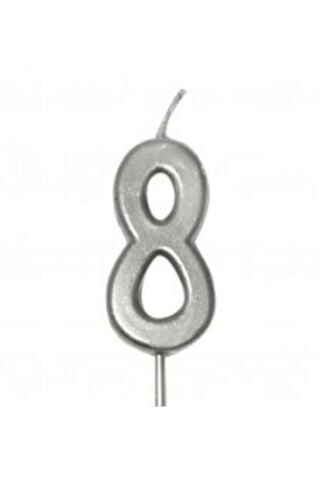 KÜÇÜK BOY 8 RAKAM GÜMÜŞ MUM 8CM PK:100 KL:1000