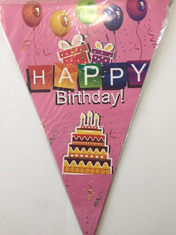 HAPPY BİRTHDAY PEMBE ÜÇGEN FLAMA