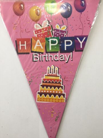 HAPPY BİRTHDAY PEMBE ÜÇGEN FLAMA