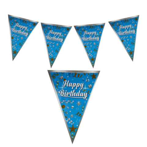 HAPPY BİRTHDAY MAVİ ÜÇGEN FLAMA