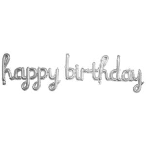EL YAZILI HAPPY BİRTHDAY GÜMÜŞ SET BALON