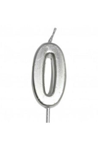KÜÇÜK BOY 0 RAKAM GÜMÜŞ MUM 8CM PK:100 KL:1000