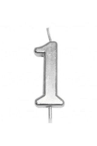 KÜÇÜK BOY 1 RAKAM GÜMÜŞ MUM 8CM PK:100 KL:1000