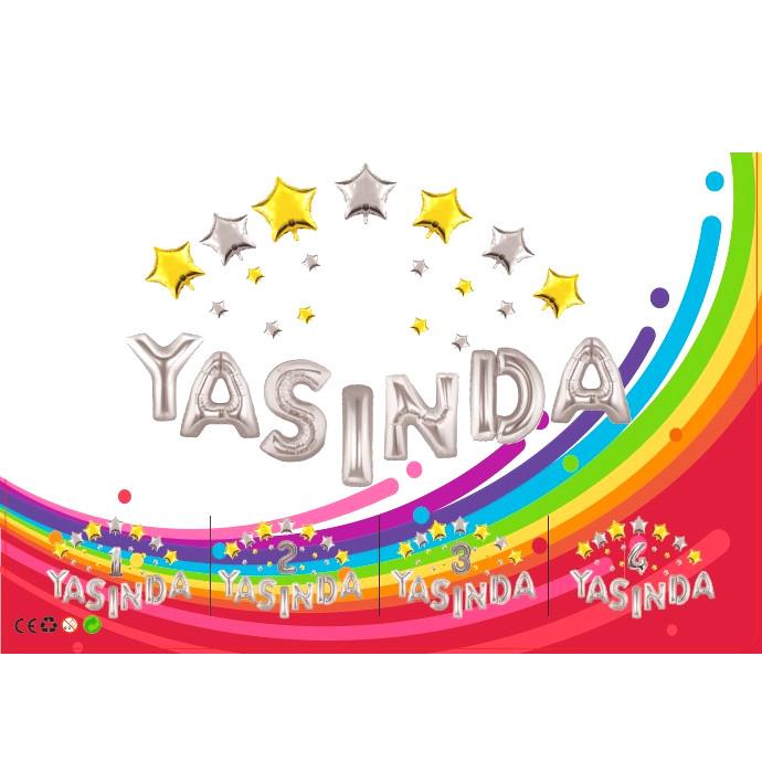 YILDIZLI YAŞINDA GÜMÜŞ SET BALON