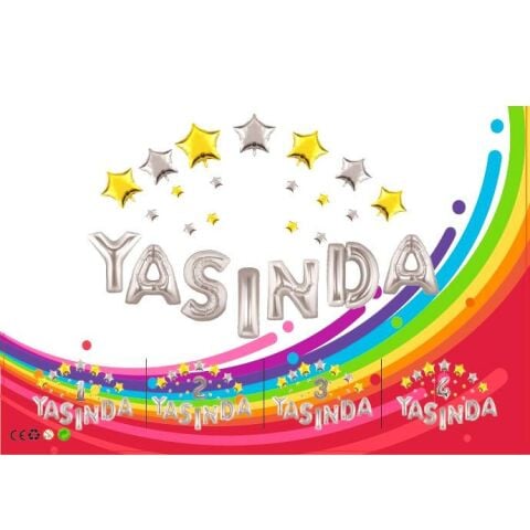 YILDIZLI YAŞINDA GÜMÜŞ SET BALON