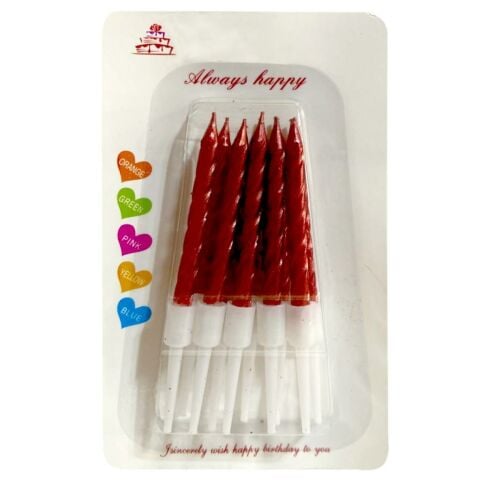 10 LU KÜÇÜK BURGULU KIRMIZI MUM 7.5 CM PK:50 KL:600