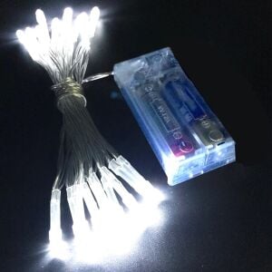 2 PİLLİ 3 MT SİLİKON BEYAZ 20 AMPUL LED