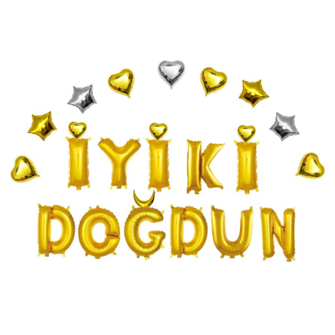 KALPLİ İYİKİ DOĞDUN GOLD SET BALON