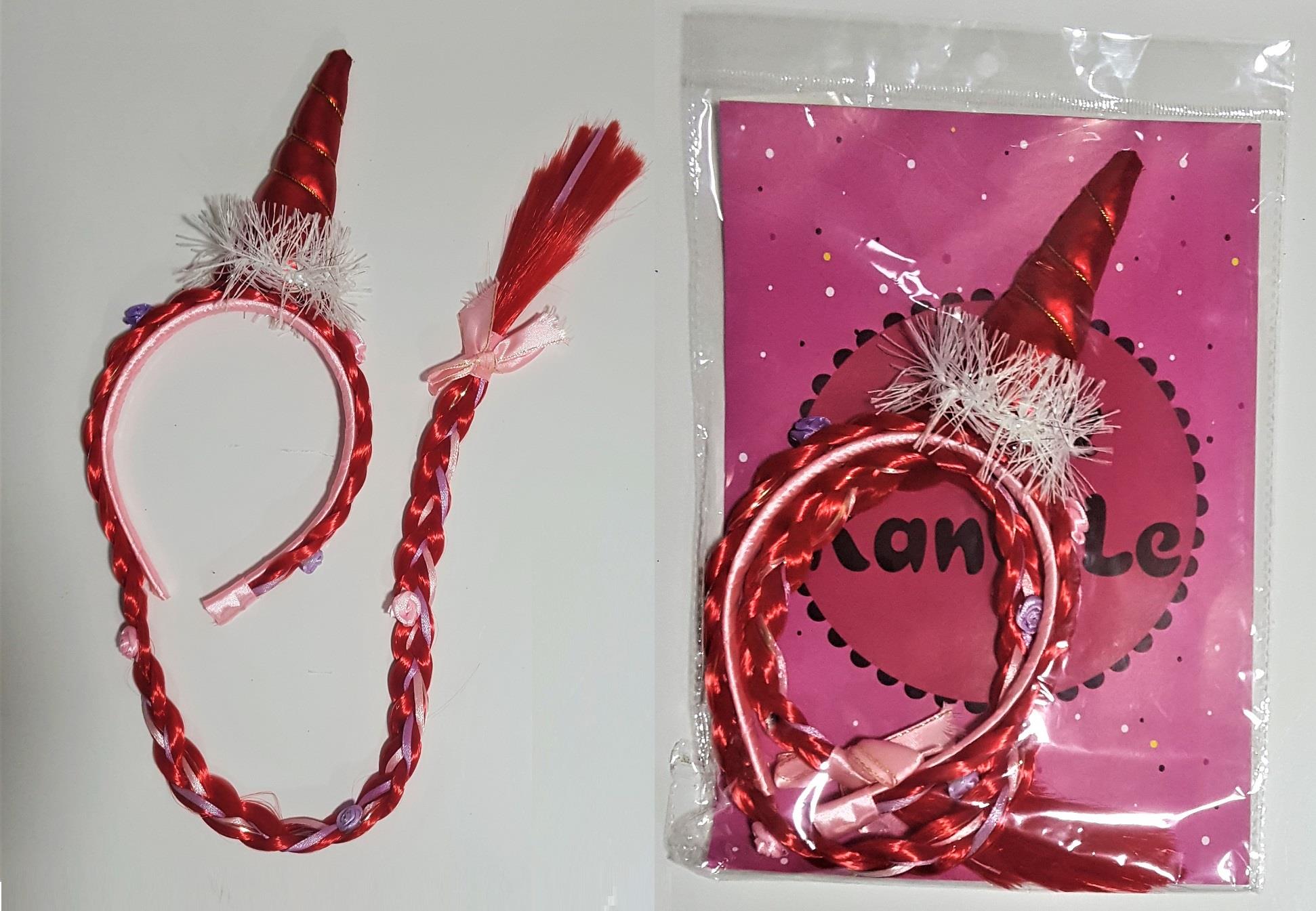 BOYNUZLU UNİCORN KIRMIZI SAÇLI TAÇ