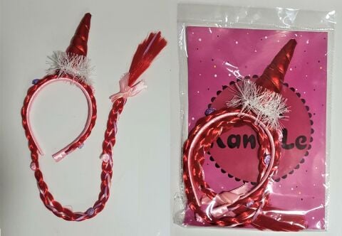 BOYNUZLU UNİCORN KIRMIZI SAÇLI TAÇ