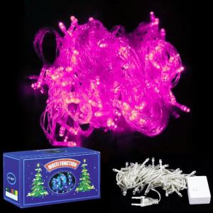 10 MT 220V FİŞLİ 8 FONKSİYONLU SİLİKON PEMBE 100 AMPUL LED