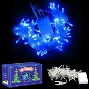 10 MT 220V FİŞLİ 8 FONKSİYONLU SİLİKON MAVİ 100 AMPUL LED