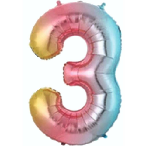 3- RAKAM 34 İNC GÖKKUŞAĞI RENK BALON 76 CM