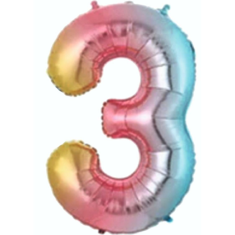 3- RAKAM 34 İNC GÖKKUŞAĞI RENK BALON 76 CM