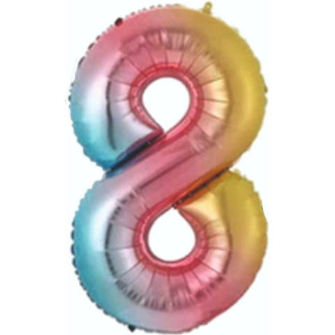 8- RAKAM 34 İNC GÖKKUŞAĞI RENK BALON 76 CM