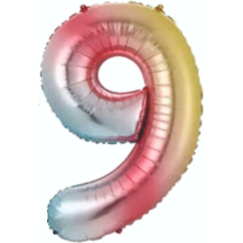 9- RAKAM 34 İNC GÖKKUŞAĞI RENK BALON 76 CM