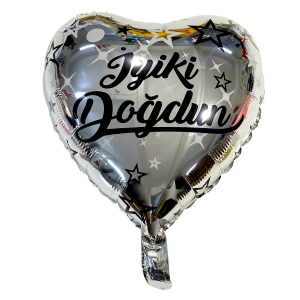 18 İNC KALP İYİKİ DOĞDUN GÜMÜŞ FOLYO BALON