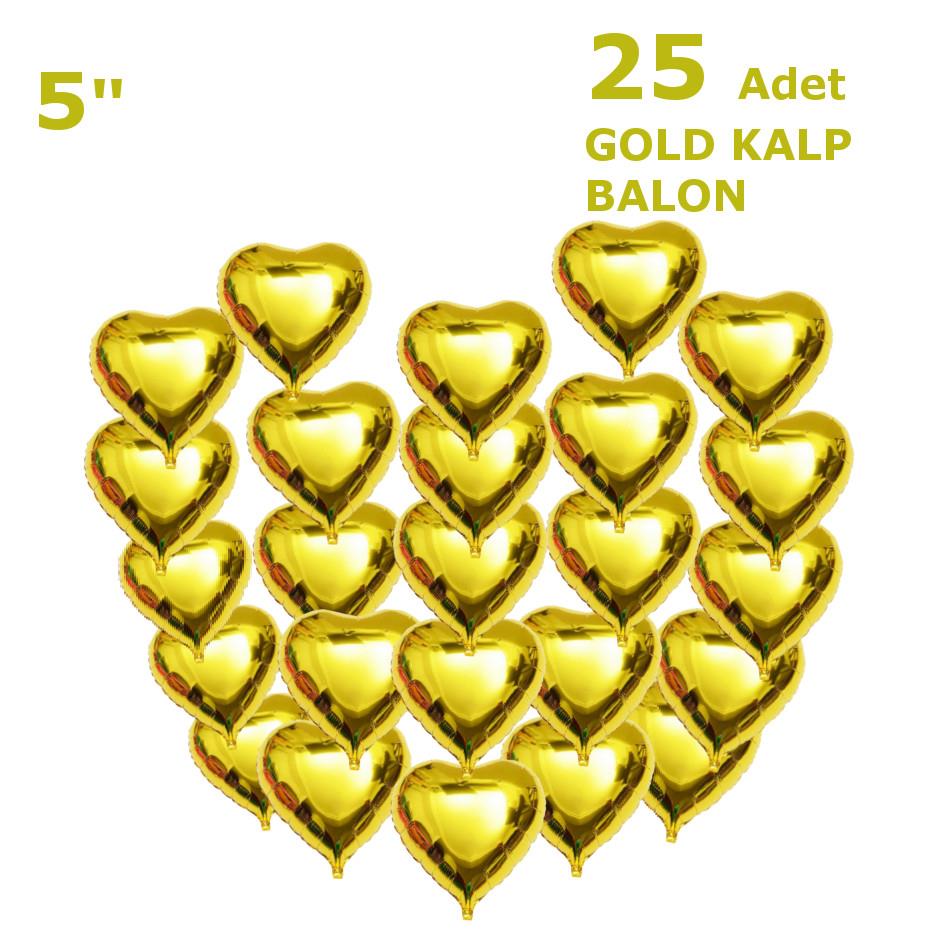 25 KALPLİ 5 İNC KALP GOLD SET BALON