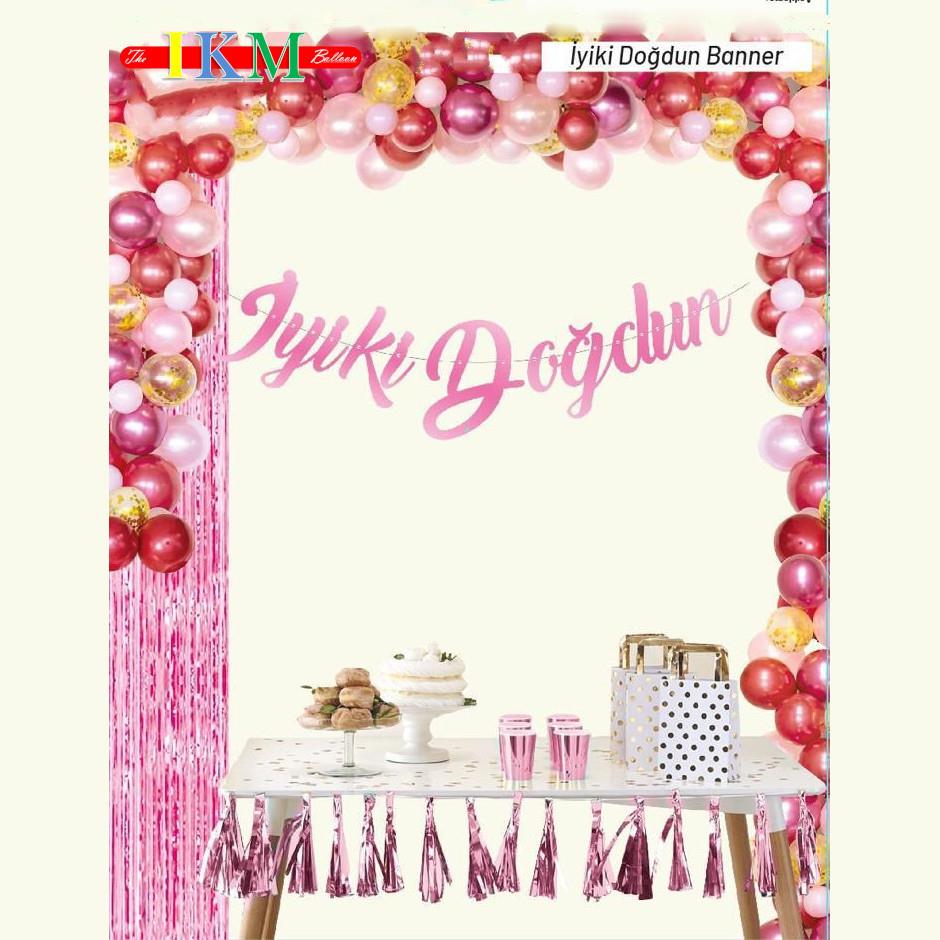 BANNER EL YAZILI İYİKİ DOĞDUN PEMBE UZAR YAZI